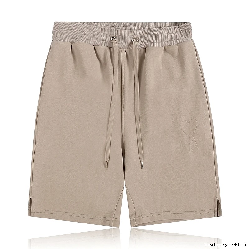 AMI Embroidered Trendy Brand Khaki Shorts