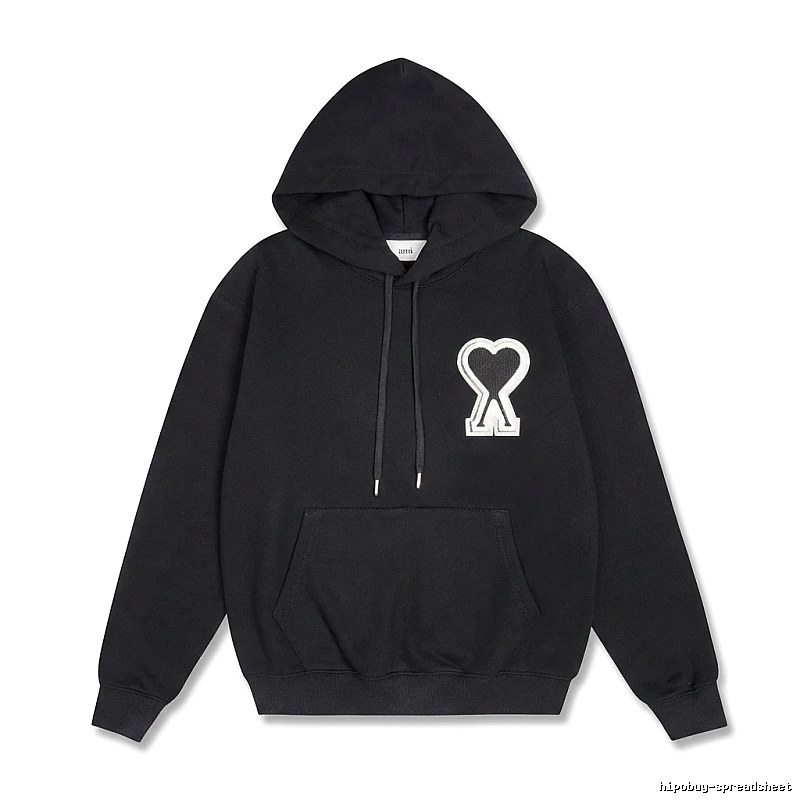 AMI Heart-shaped Pattern Black Hoodie