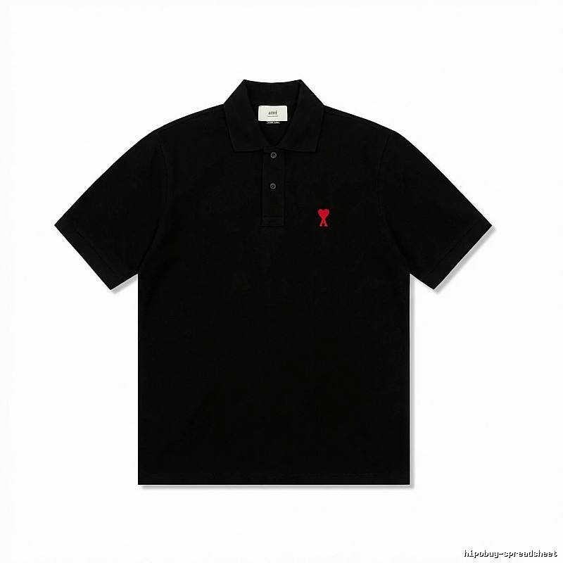Ami love simple style black polo shirt