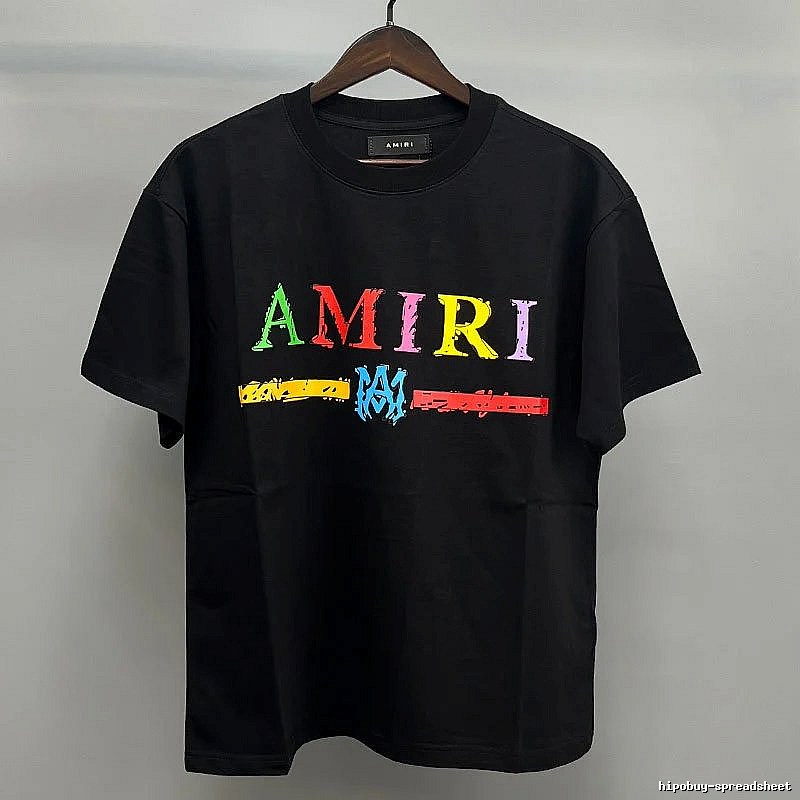 Amiri Color-Letter Graphic Black Records Graphic T-Shirt Visual Accent