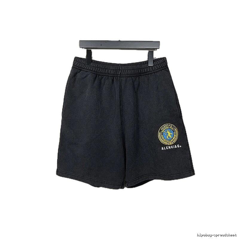 Balenciaga badge-style black shorts