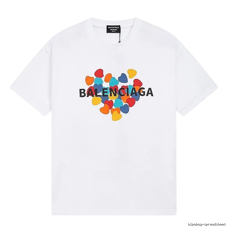 Balenciaga White T-shirt with Heart Print