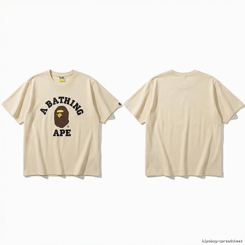 Bape Ape Head Minimalist Style Beige T-shirt
