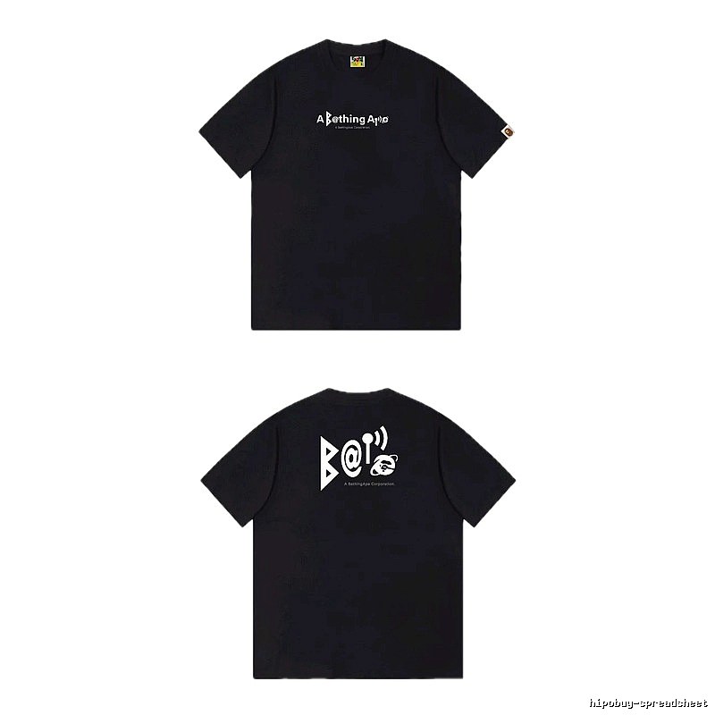 Bape letter - printed short - sleeved black T - shirt