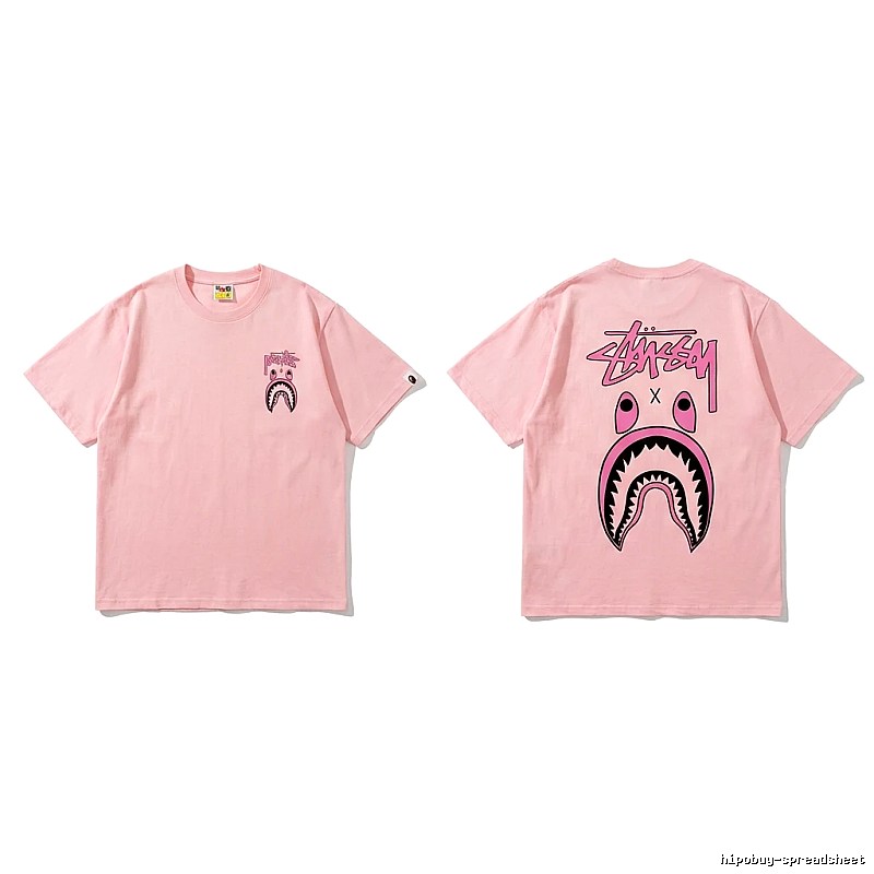 Bape Shark Pink Streetwear Short-sleeve Shirt