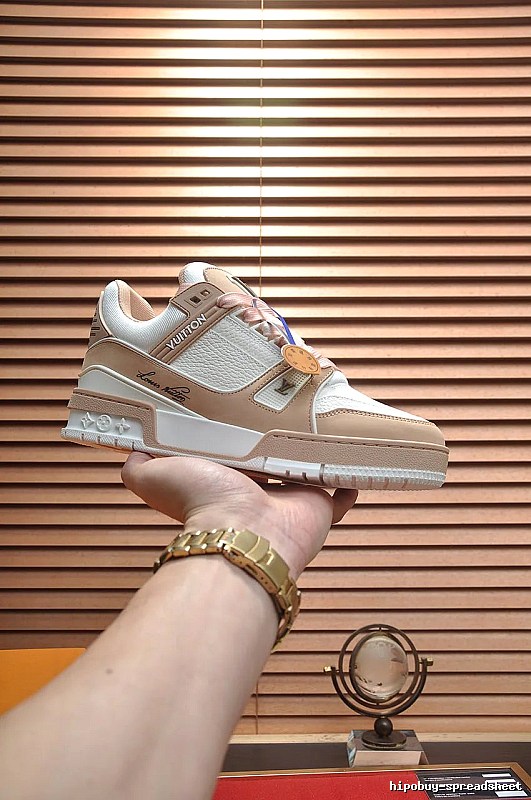 Brown Gray Low-top in Hand Louis Vuitton Brown Gray Low-top Sneaker for Casual Outfits