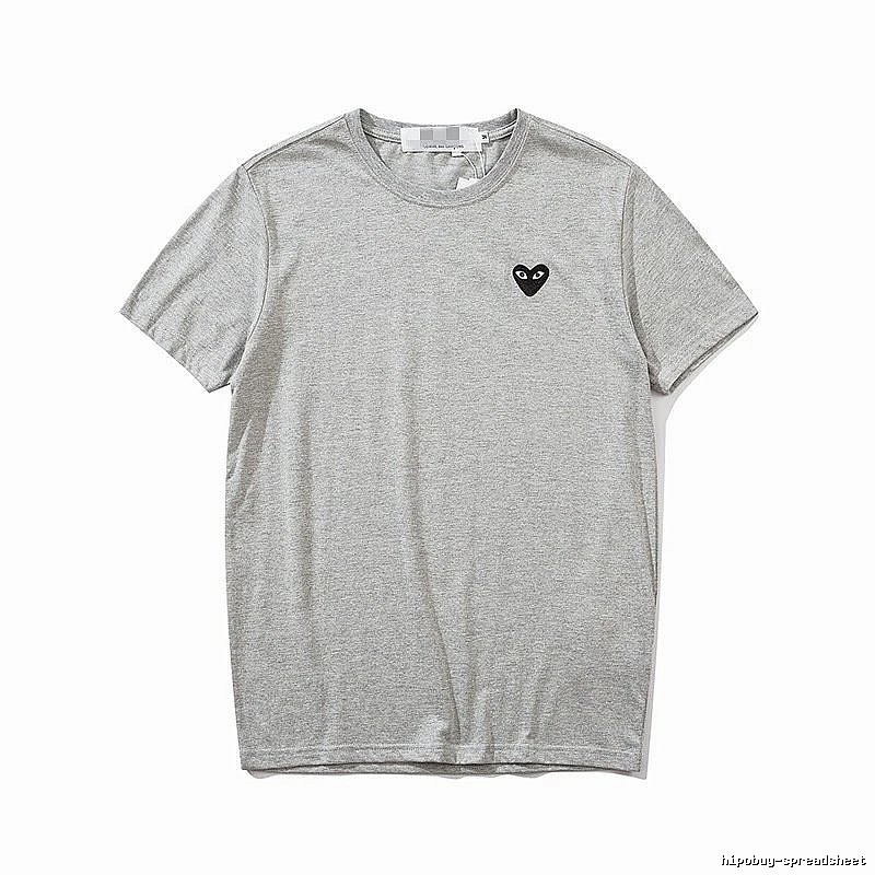 Comme des Garcons PLAY 2021-95 Gray Style 2195 Heart Logo T-Shirt Summer Styling