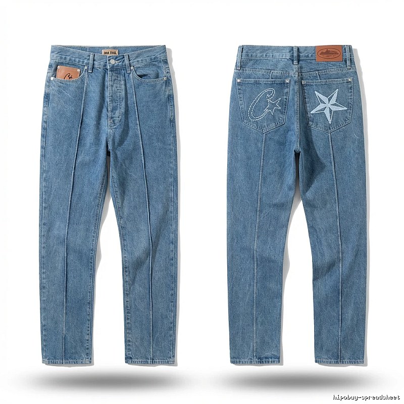 Corteiz star embroidery denim blue jeans