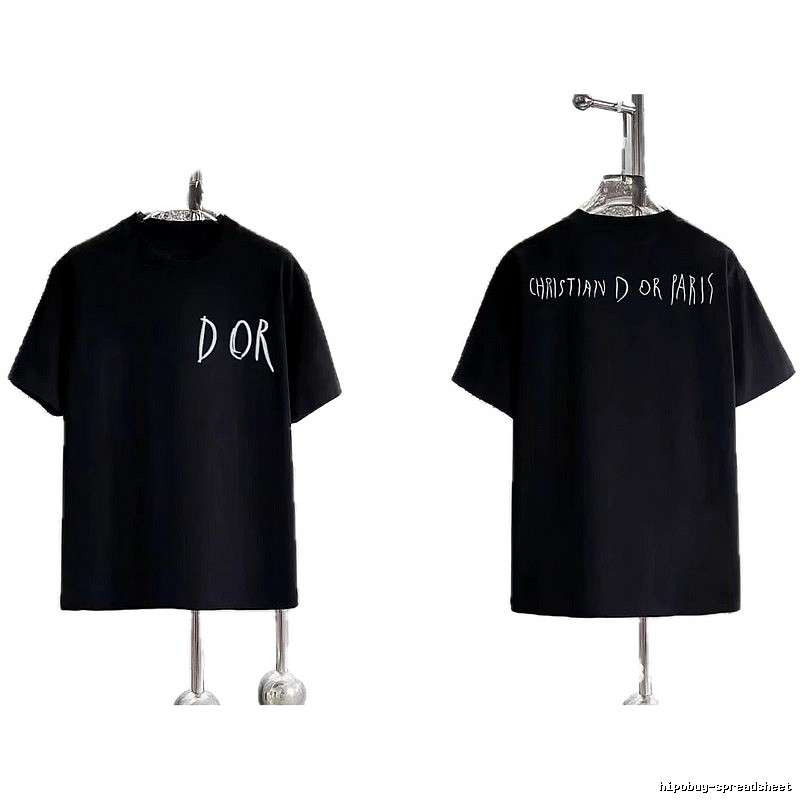 Dior Hand-painted Graffiti Minimalist Style Black T-shirt
