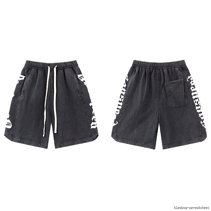 Godspeed Gothic Print Street Style Charcoal Black Shorts
