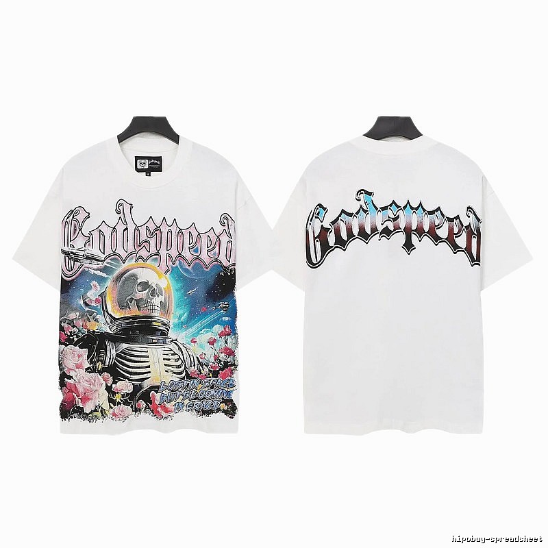 Godspeed Skull Rose Gothic Style White T-shirt