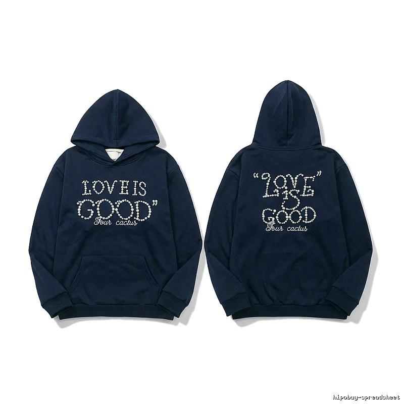 Goodbrand Letter Wind Navy Blue Hoodie