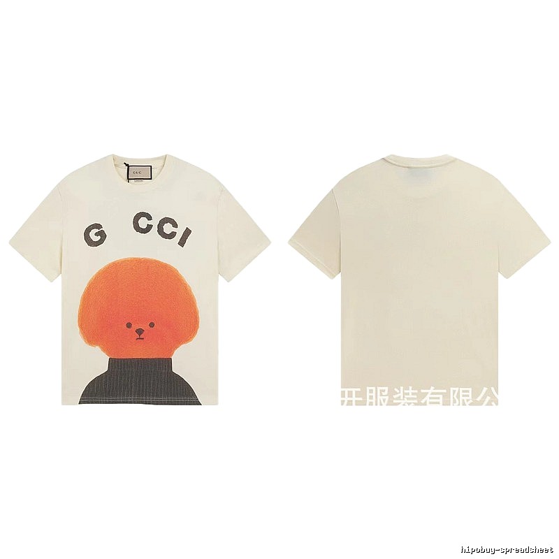 Gucci Bear Print Casual Off-white Short-Sleeve T-Shirt