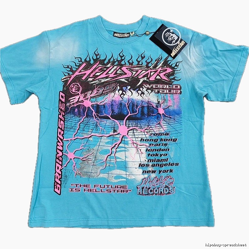 Hellstar Tour Punk Style Sky Blue Short-Sleeve T-Shirt