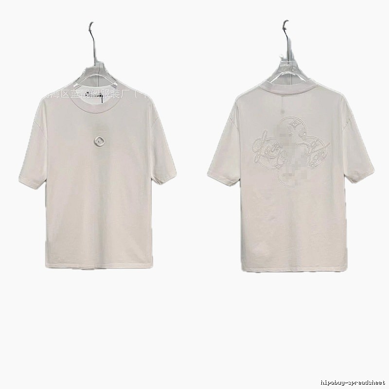 Louis Vuitton Monogram Embroidered Trendy Style White T-Shirt