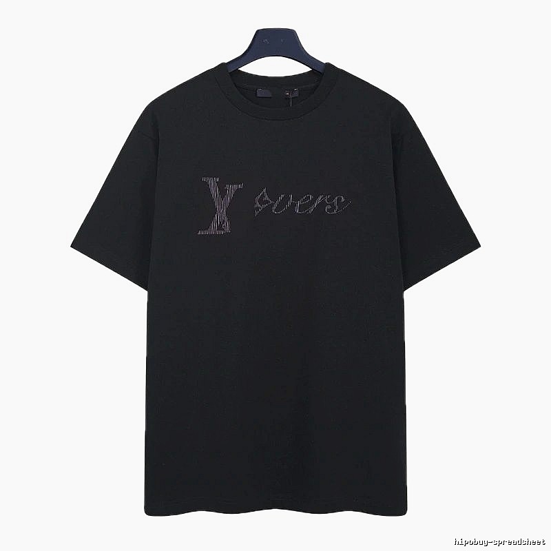 Louis Vuitton Trendy Black T-Shirt with Letter Embroidery