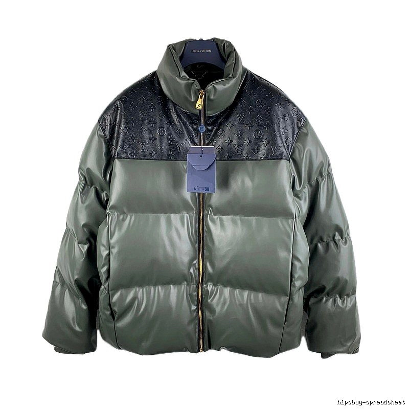 LV classic style fashionable dark green down jacket