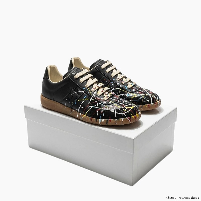 Maison Margiela ink-splashed style black shoes