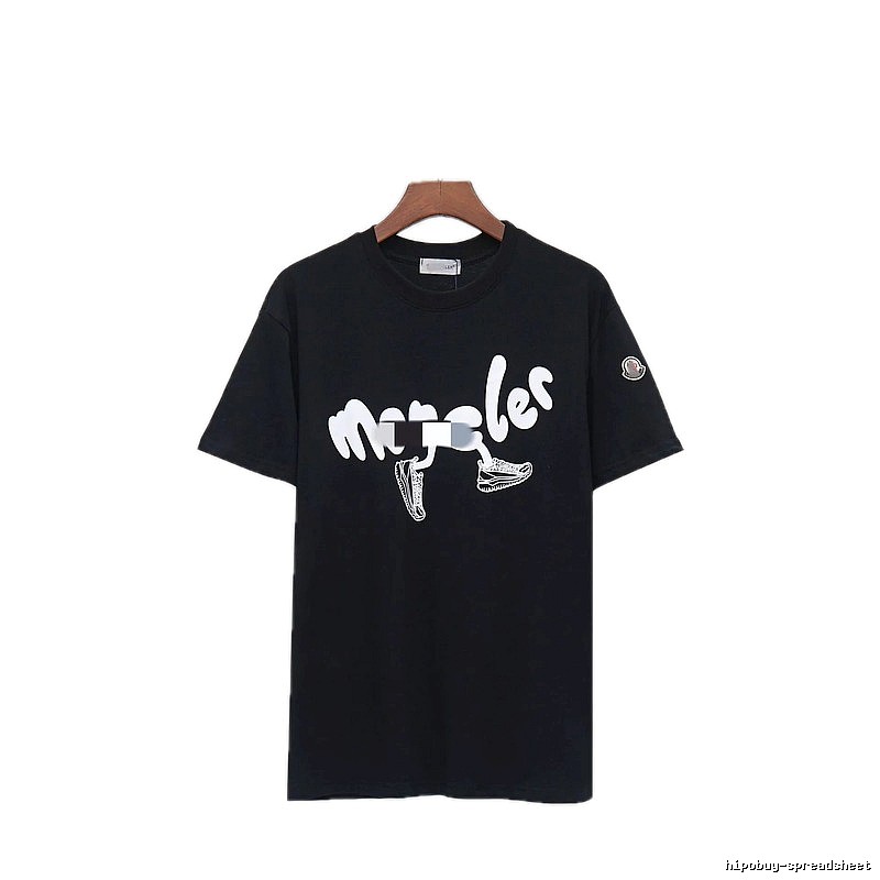 Moncler Casual Printed Black Short Sleeve T-Shirt