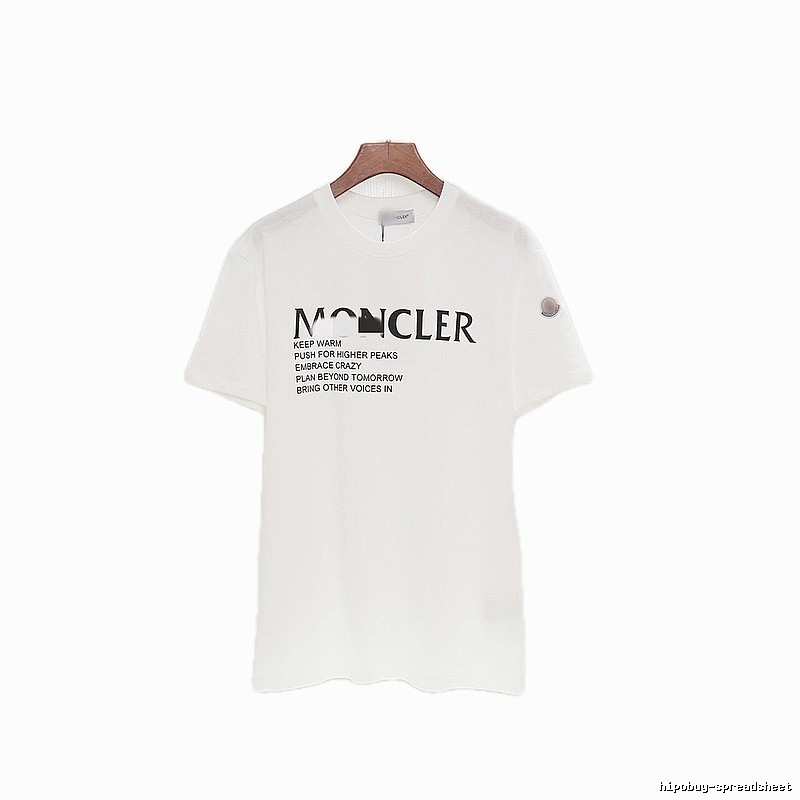 Moncler Letter Print Casual Style White T-Shirt