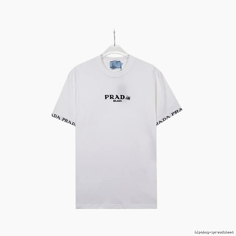 Prada Classic Webbing Minimalist Style White T-Shirt