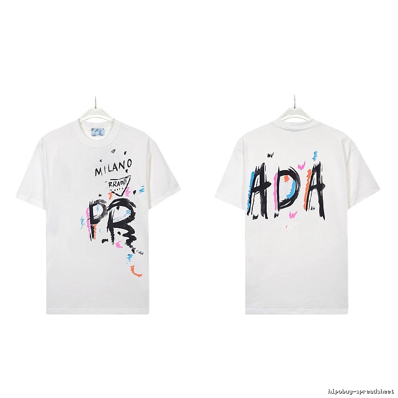 Prada Graffiti Street Style White Short-sleeved T-shirt