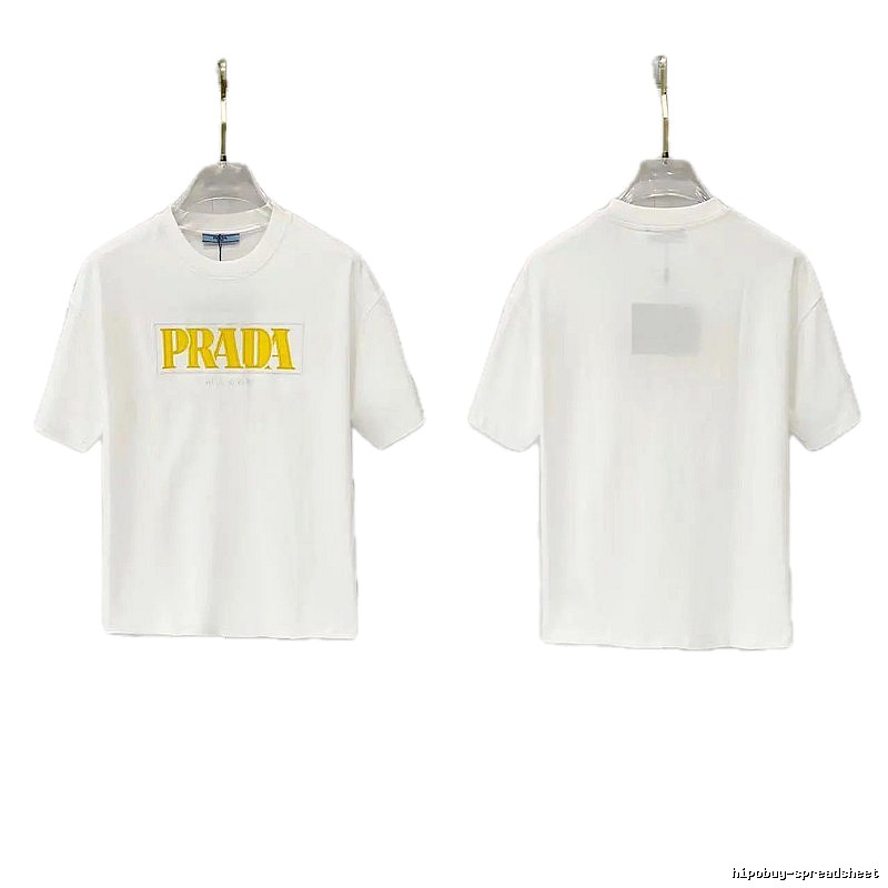 Prada Letter Print Streetwear Style White T-Shirt