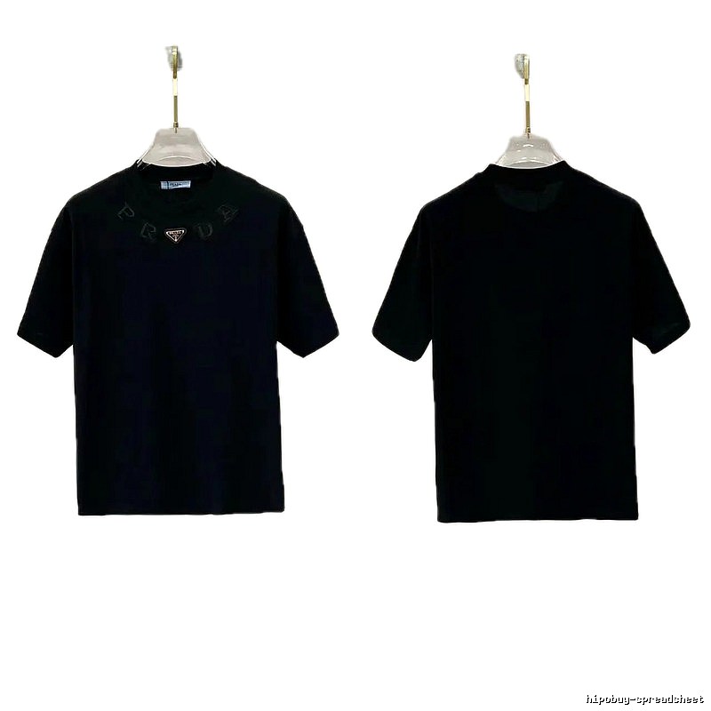 Prada Triangle Logo Minimalist Style Black Short-sleeve T-shirt