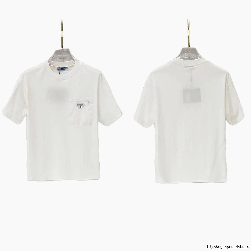 Prada Triangle Logo Minimalist Style White Short-sleeve T-shirt