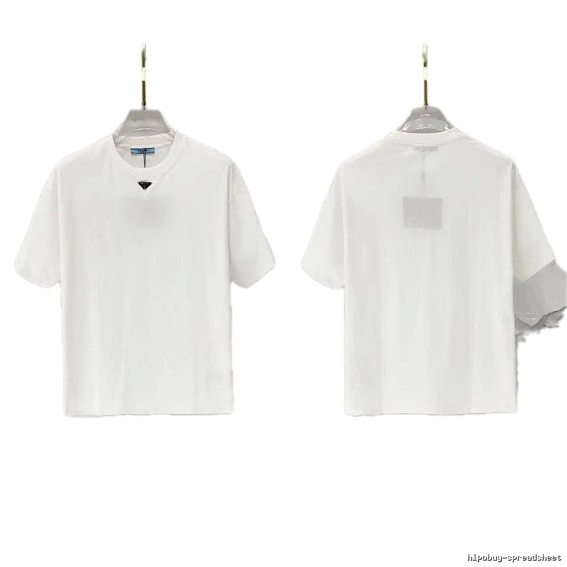 Prada Triangle Logo Minimalist Style White T-Shirt