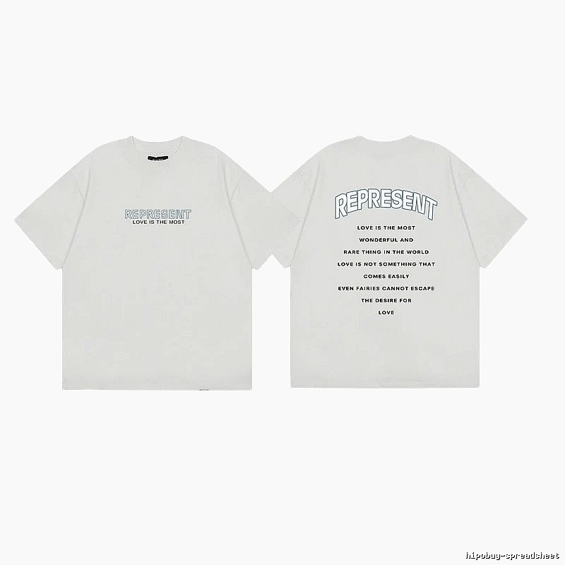 Represent Slogan Printed High Street Style Off-white T-shirt