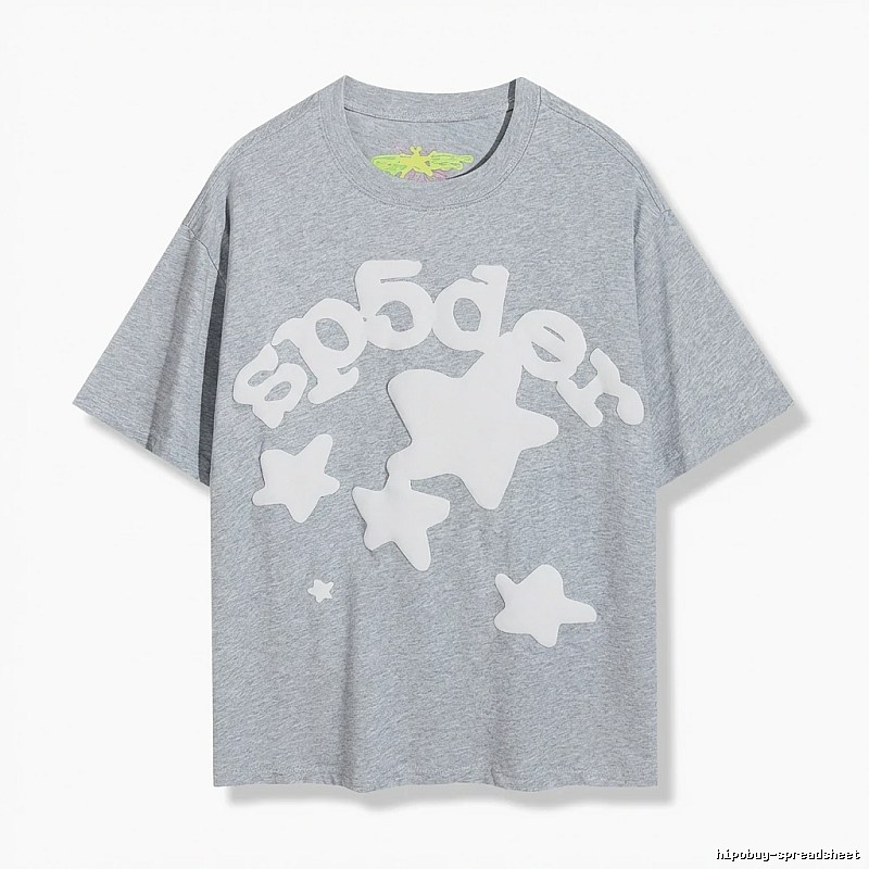 Sp5der Gray T-shirt with Star Print