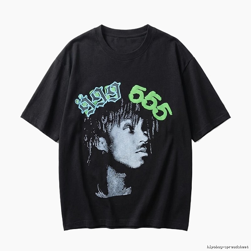 Sp5der Portrait Print Trendy Black T-shirt
