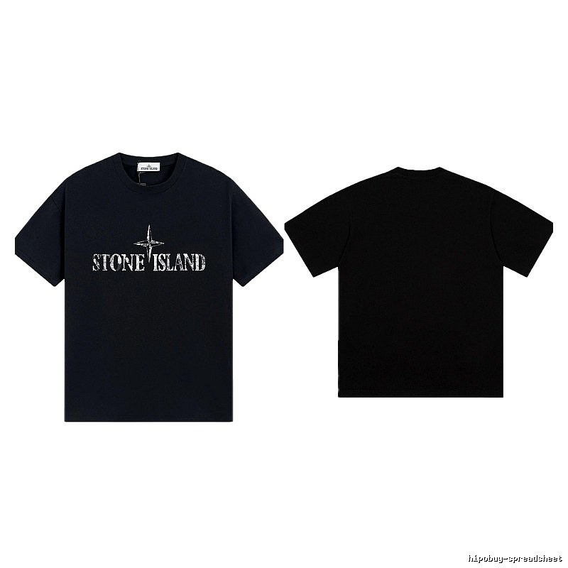 Stone Island Classic Distressed Street Style Black Short Sleeve T-Shirt