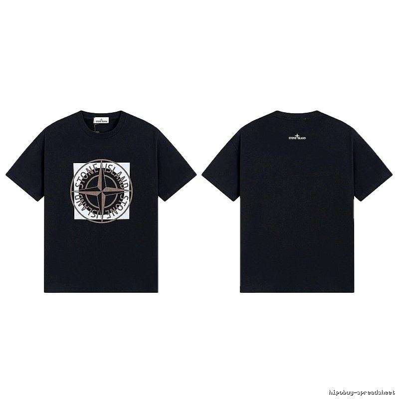 Stone Island Compass Print Street Style Black T-Shirt