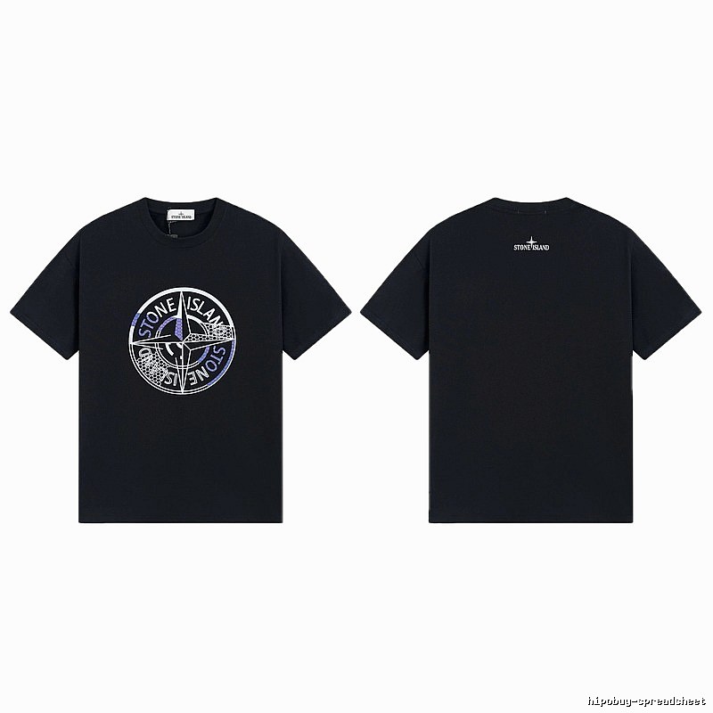 Stone Island Compass Print Street Style Black T-Shirt