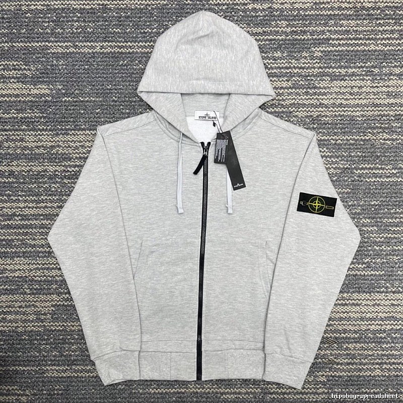 Stone Island Heather Gray Zip Hoodie Resort Wear