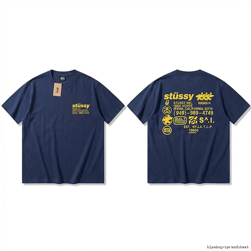 Stussy classic style trendy dark blue T-shirt