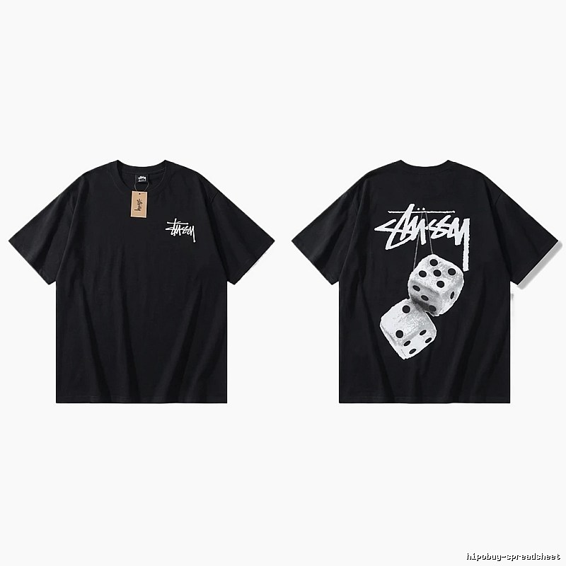 Stussy Dice Trendy and Cool Style Black T-shirt