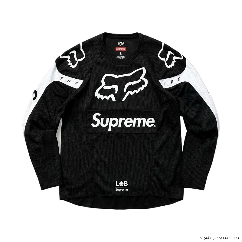 Supreme black and white trendy long-sleeved shirt