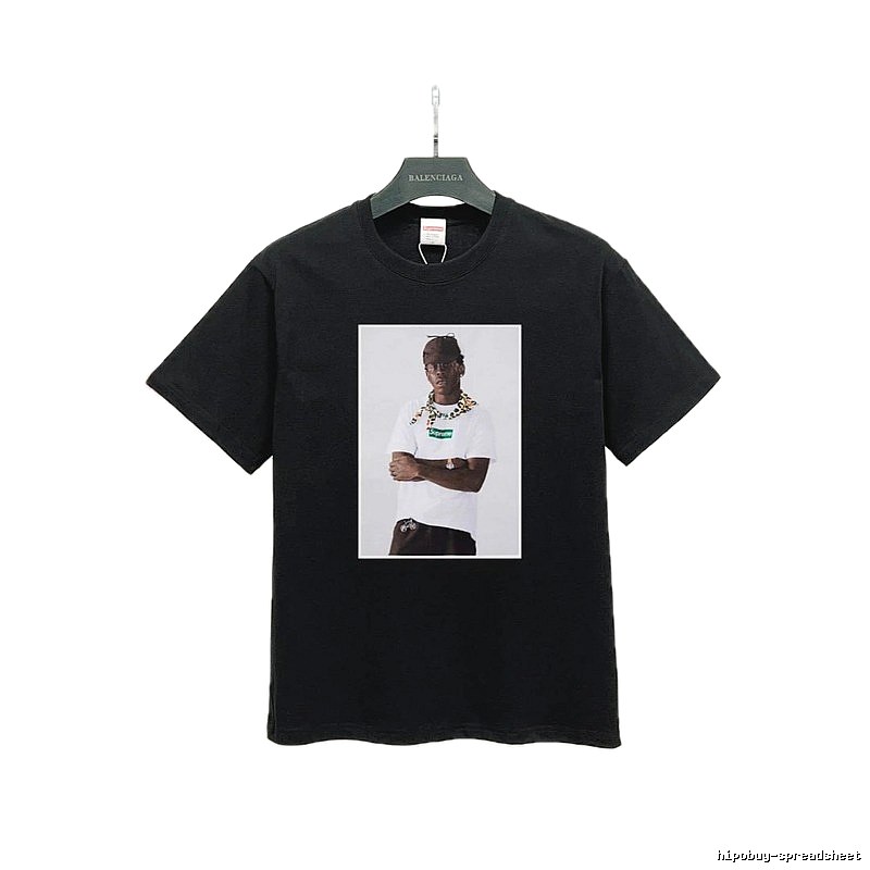 Supreme Portrait Print Street Style Black T-Shirt