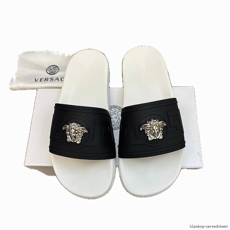 Versace Medusa Luxury Style Black and White Slide Sandals