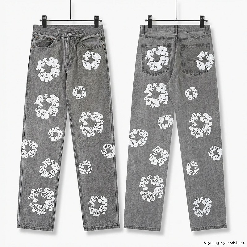 Vintage Style Gray Pants with DENIM TEARS Print
